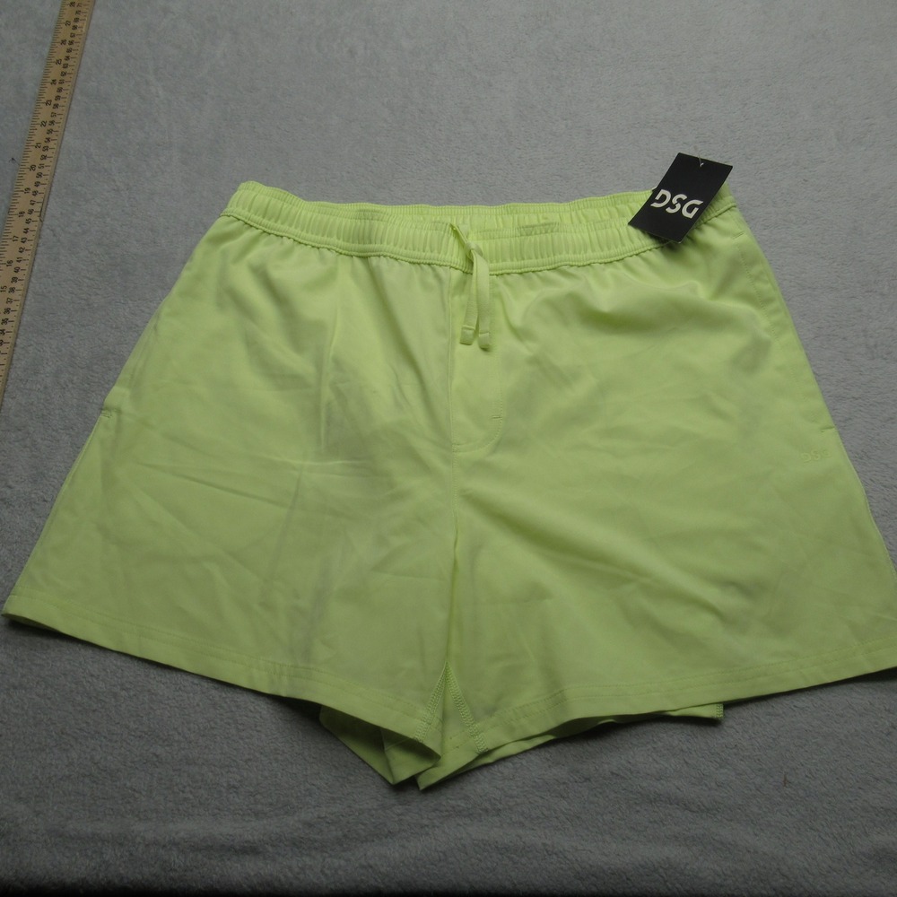 DSG 2-in-1 Agility Shorts Men Large Yellow Pulse Athletic Fit Built-In Liner NEW